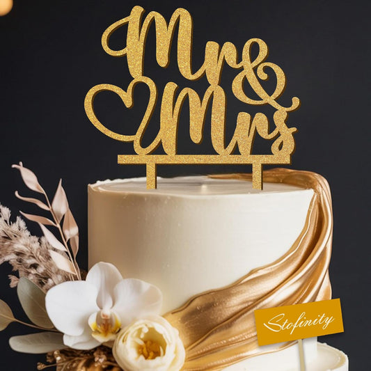 Rustic Wedding Cake Toppers Bride And Groom - Boho Mr And Mrs Cake Topper, Wood Mr And Mrs Sign For Engagement Bridal Shower Decor, Wedding Cake Decorations