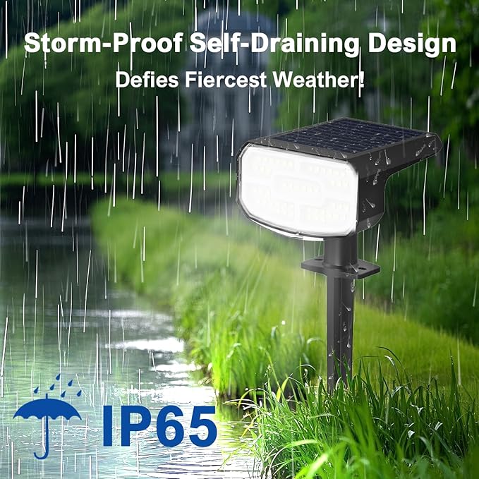 Solar Spotlights, Super Bright LED, 2 CCT Warm & Cool Light, Solarspot Lights for Outside Landscape Auto On/Off -2 Pack