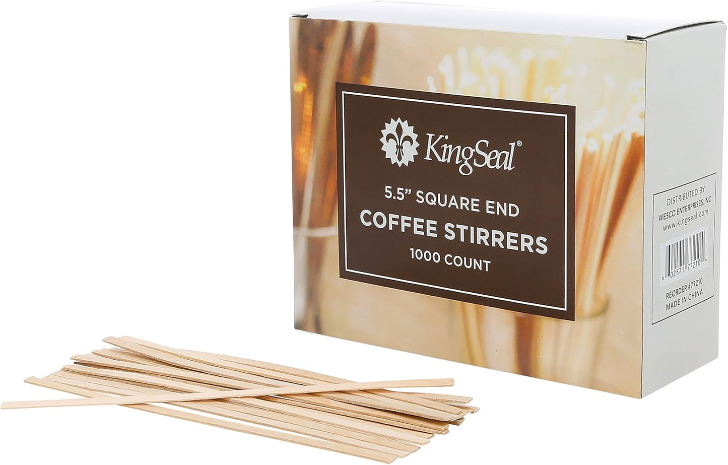 2000 Count | KingSeal Natural Birch Wood Coffee Stirrers, Stir Sticks, 5.5 Inch, Square End, Earth-Friendly, Biodegradable - 2 Boxes x 1000 Stirrers