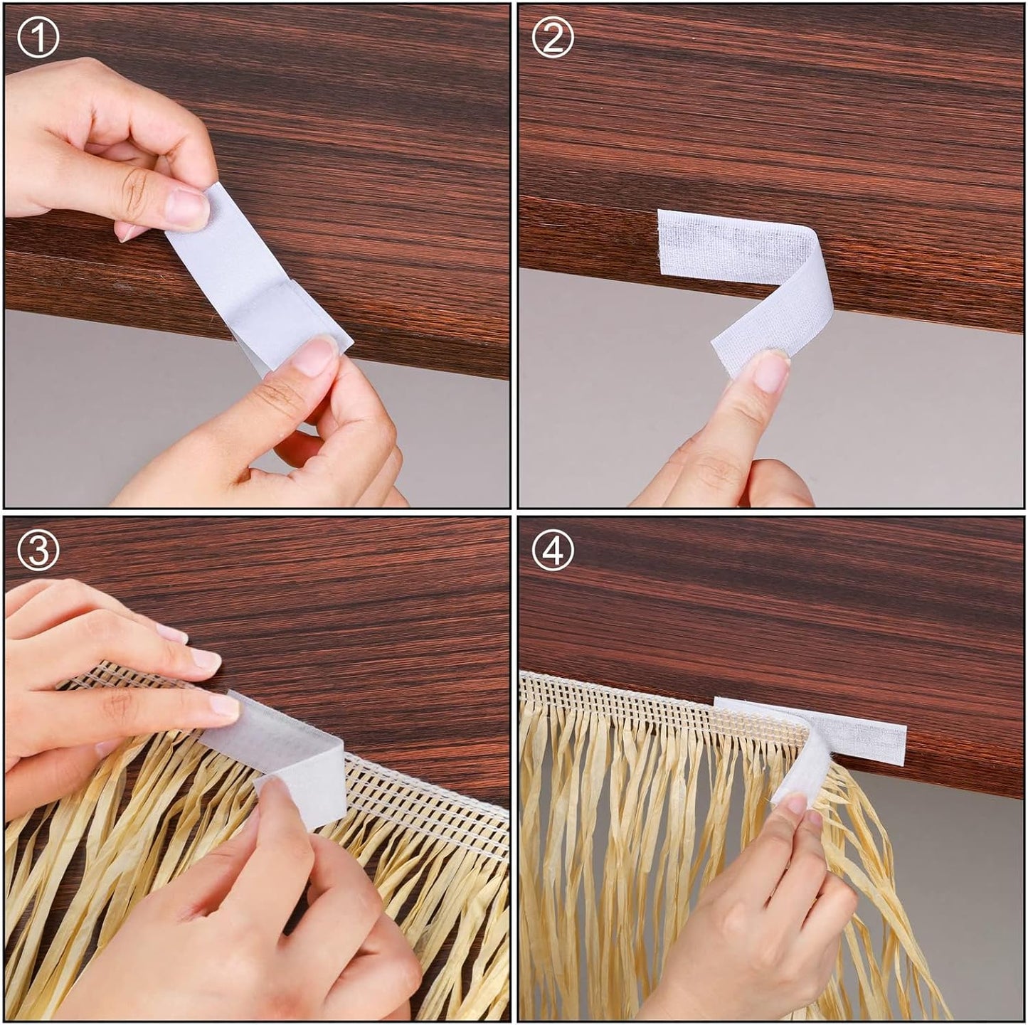 Fovths 1 Pack Luau Grass Table Skirt Fringe Straw Grass Skirt 108 x 30 Inch Hibiscus Hawaiian Table Skirts Rectangle Tropical Luau Party Decorations for Hawaiian Luau Decorations