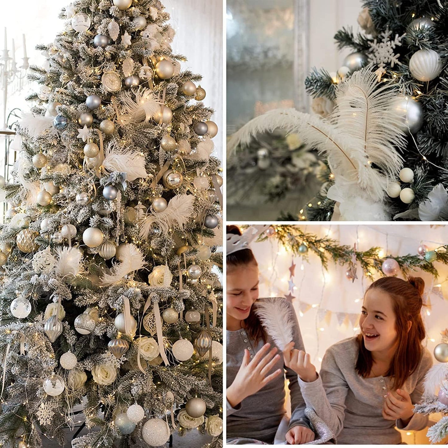 NEWONG 30pcs Blue-Green Ostrich Feathers Natural Bulk 9-12inch(23-30cm) Vase Craft Wedding Home Party Centerpieces Christmas Day Decoration