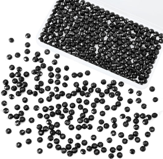 500Pcs 6mm Crystal Glass Beads for Jewelry Making Beads for Bracelets Necklace Pendants Making Supplies(Black)