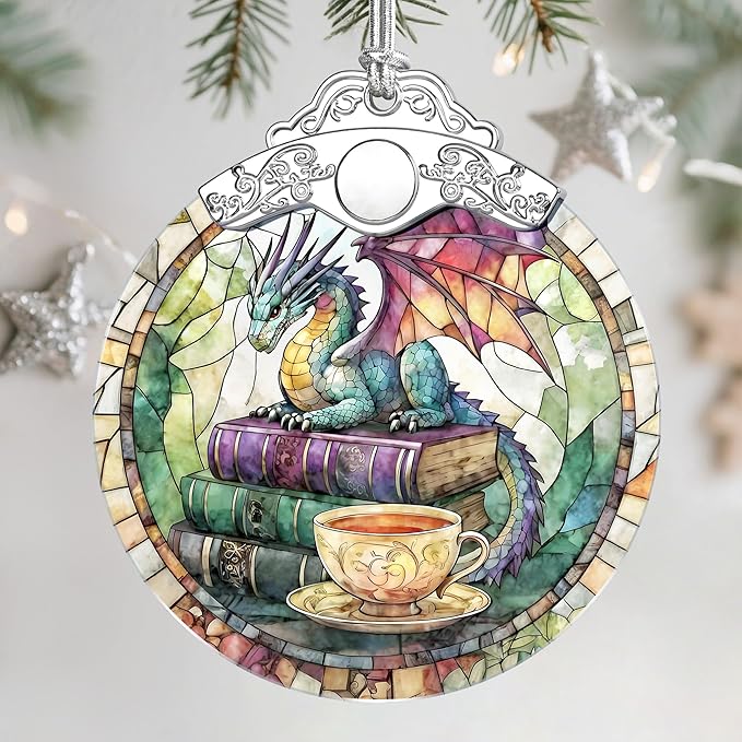 Stained Glass Ornament, Christmas Ornament, Hanging Ornaments for Home Decor & Christmas Tree Ornaments – Exquisite Holiday Decor, Xmas Gifts & Holiday Present - Dragon's Tea Time