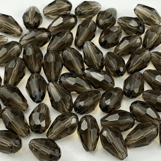 150pcs 4x6mm Teardrop Crystal Glass Beads for Jewelry Making, Faceted Vertical Hole Teardrop Glass Spacer Beads for Wind Chimes Bracelet Earring Necklace DIY Craft(Gray)