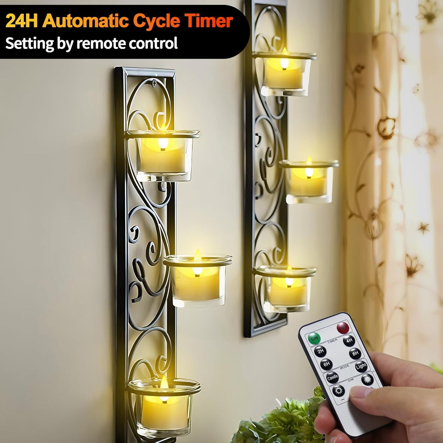 YiaMia Rechargeable Tea Lights with Remote, Flameless LED Candle with 24H Cycle Timer, Battery Operated Tea Lights for Votive, Weddings, Parties, Halloween, Christmas, Home Decoration (12)