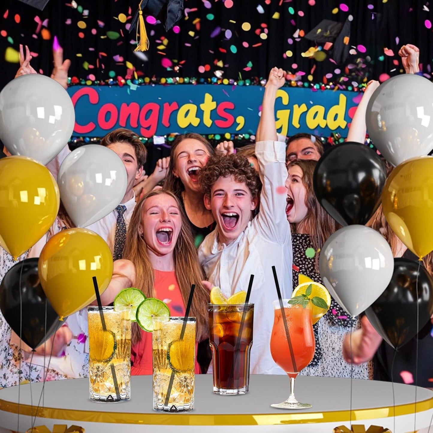 Disposable Black Paper Drinking Straws - 100 Counts, 7.75'' x 0.24'' - for Cocktaill, Coffee, Beverage, Bars, Restaurants