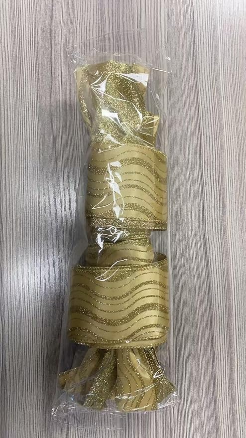 Dayker Christmas Tree Topper Bow, 51x13 Inches Handmade Gold Wreath Bows, Large Ribbon Ornaments with Wired Edge, Xmas Long Streamers Bowknot for Birthday Wedding Party Home Door Porch Decor