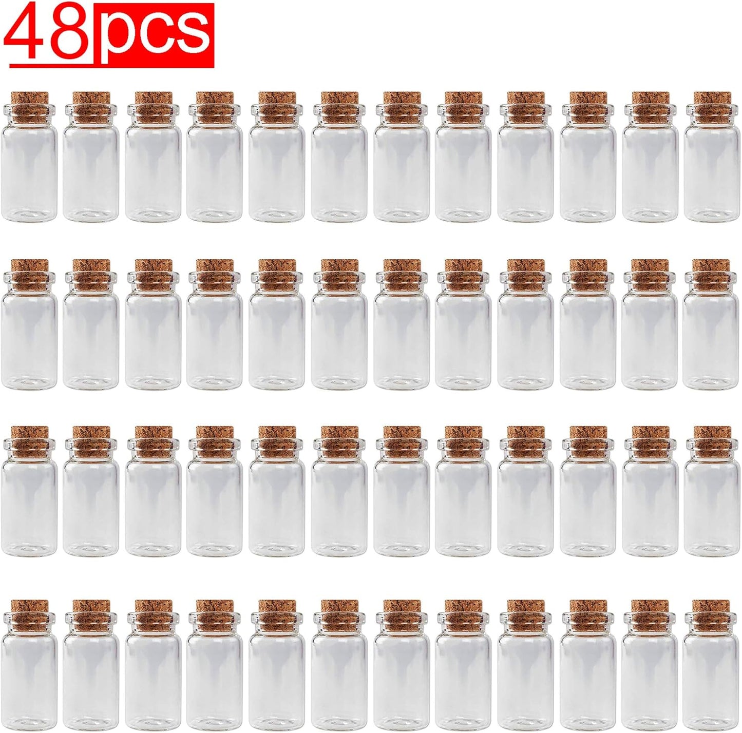 Super Z Outlet Mini Clear Glass Jars Bottles with Cork Stoppers for Arts & Crafts, Projects, Decoration, Party Favors - Size: 1-1/2" Tall X 3/4 Inches Diameter (48 Count)