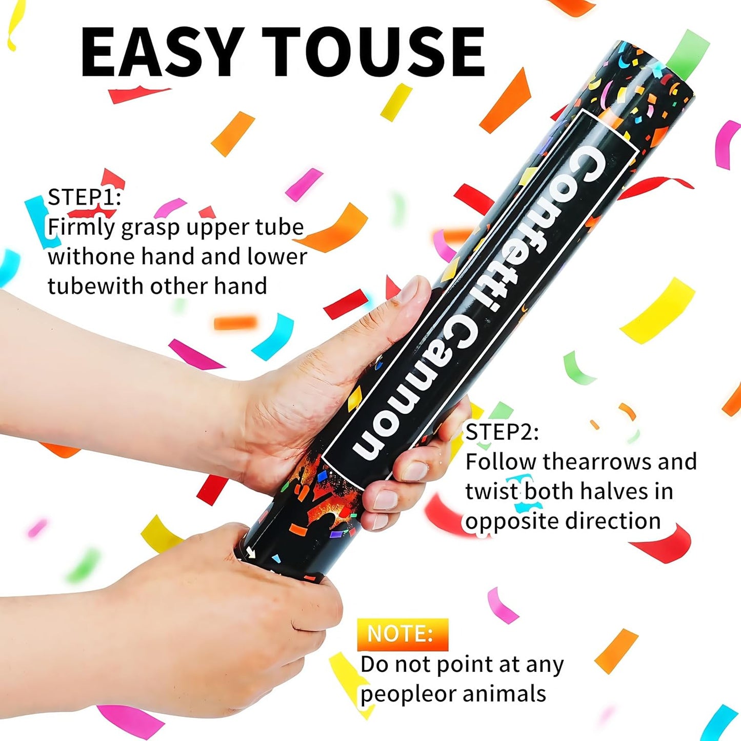 16in Biodegradable Confetti Poppers,Confetti Cannons Bulk with Colorful Confettis Design for Ceremony Party Favor Supplies,Birthday Holiday,Halloween Thanksgiving,Christmas,New Year's Eve(2Pack)