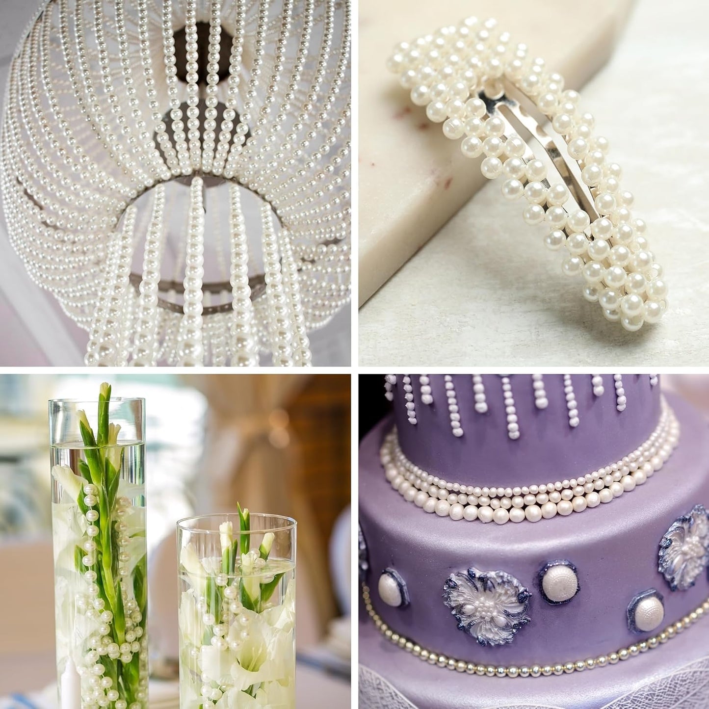 Mandala Crafts 6mm Faux Red Pearl Beads Roll - 27 Yards Strand of Fake Pearls Chain Garlands Spool String for Christmas Tree, Wedding, Party, Vases, DIY Decoration