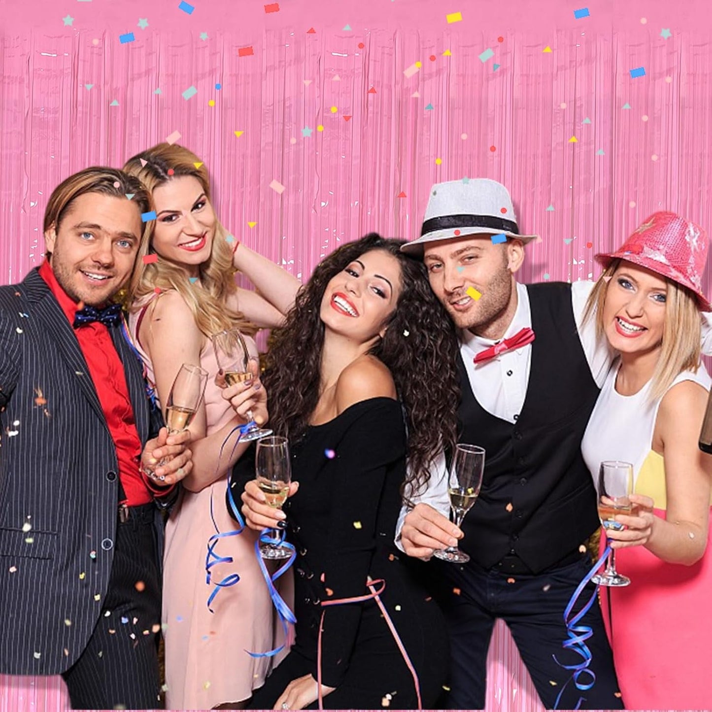 10 Pack Party Backdrop Decorations Pink Tinsel Curtain Party Backdrop Foil Fringe Birthday Decorations Photo Booth Streamer Backdrop Pink Theme Bachelorette Graduation Party Decorations