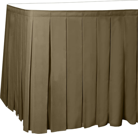 Ultimate Textile Pleat Polyester Fabric Table Skirt - Machine Washable Flame Resistant with Clips for Events, Weddings & Trade Shows, Cut & Sewn in Paterson, NJ - Cafe, 7' Box Pleat