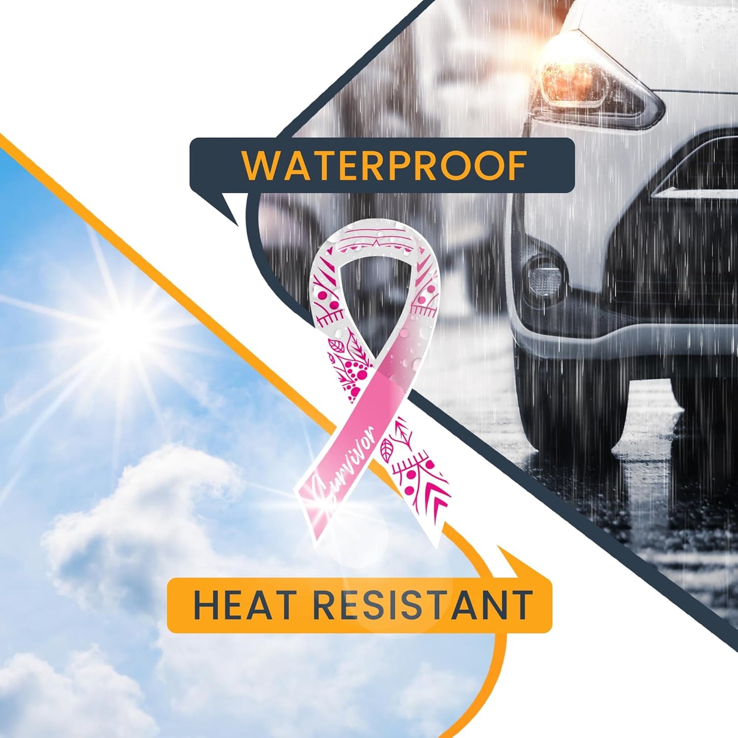 Magnet Me Up Breast Cancer Awareness Pink Mandala Survivor Ribbon Magnet Decal, 3.5x7 Inches, Automotive Magnet for Car Truck SUV, Celebration of Strength, Admiring Survivors, Crafted in USA