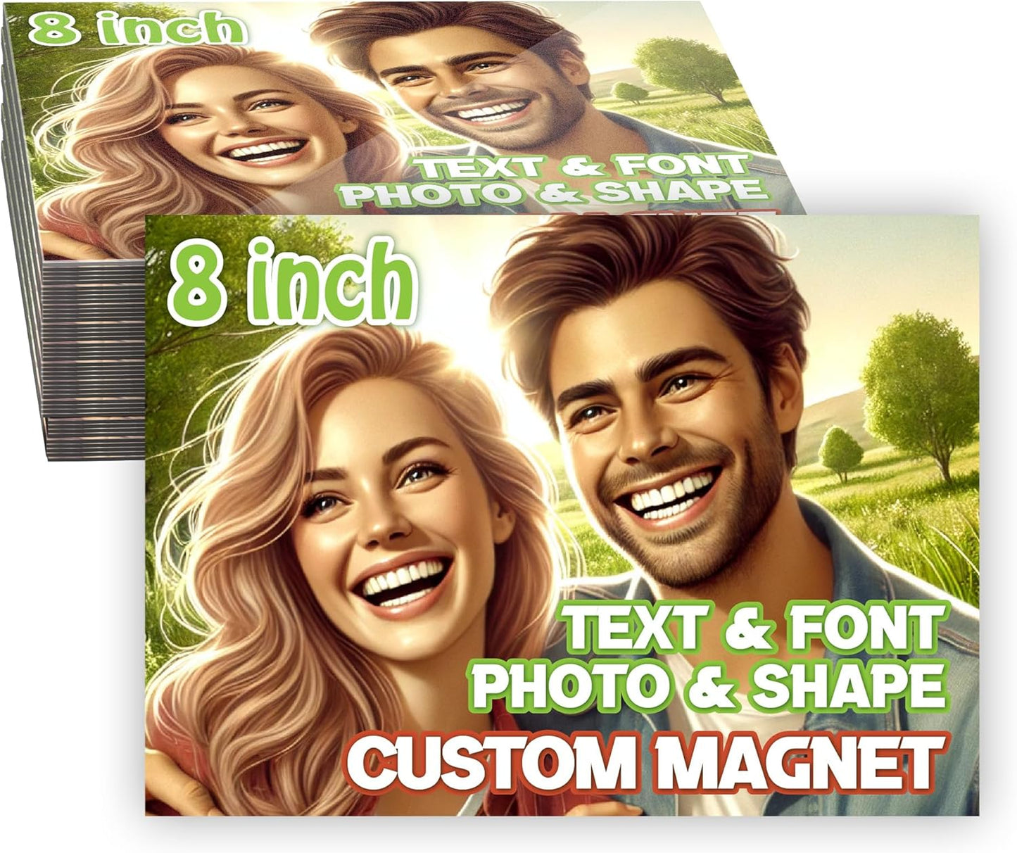 KETABAO – 8" Create Your Own Photo Rectangle Photo Magnet – Customized Magnetic Photo Frames for Refrigerators, Storage Cabinets and Cars