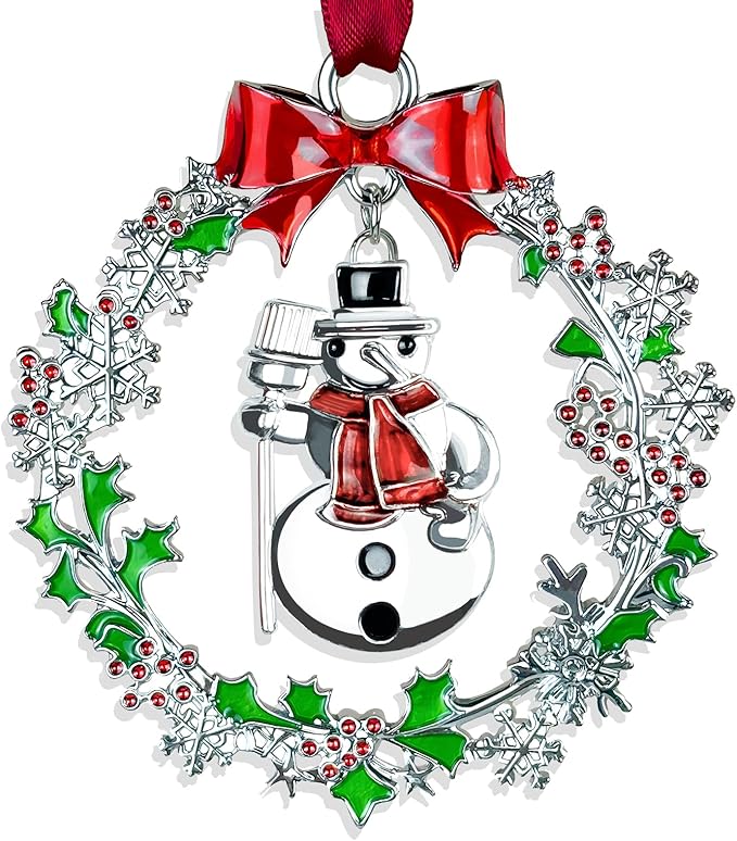 Christmas Ornament 2025 Silver Christmas Snowman Ornament Funny Holiday Xmas Keepsake Tree Hanging Decor Christmas Decorative Xmas Gifts for Family Friends