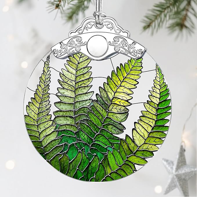 Fern Plant Ornament, Stained Glass Christmas Decorations, Christmas Ornaments for Tree, Holiday Ornament, Gifts for Plant Lovers, Holiday Party Gifts, Gift Ideas & Xmas Gift