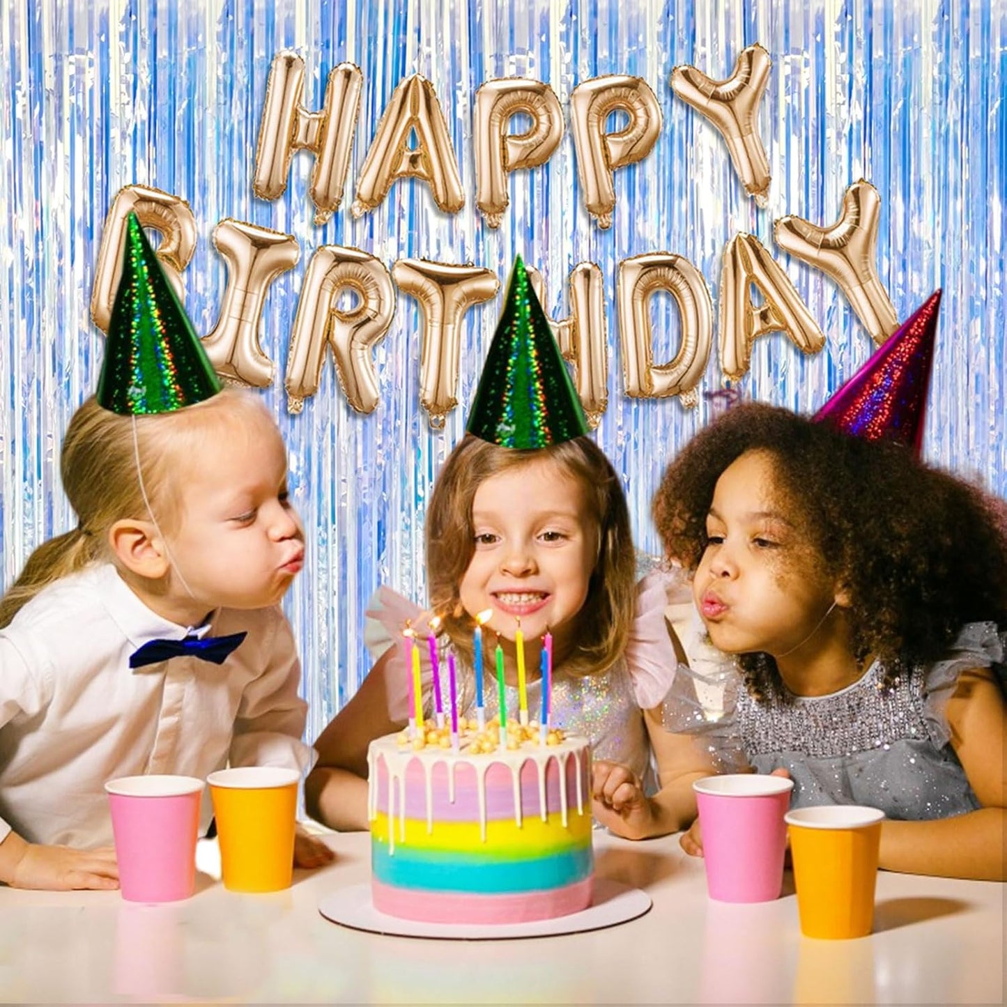 20 Pack Foil Curtain Backdrop Iridescent Metallic Tinsel Foil Fringe Curtains Photo Booth Props for Birthday Wedding Engagement Baby Shower Bachelorette Christmas Holiday Celebration Party Decoration