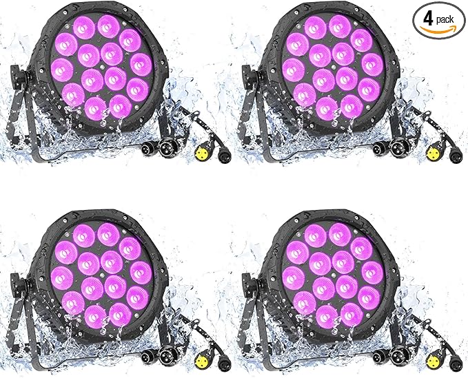 Outdoor Stage Lights Waterproof Aluminum DMX Par Can Light 14LED RGBW Strobe Wash Uplighting for DJ, Theater, Event, Halloween, Church, Wedding Party, Stage, Performance