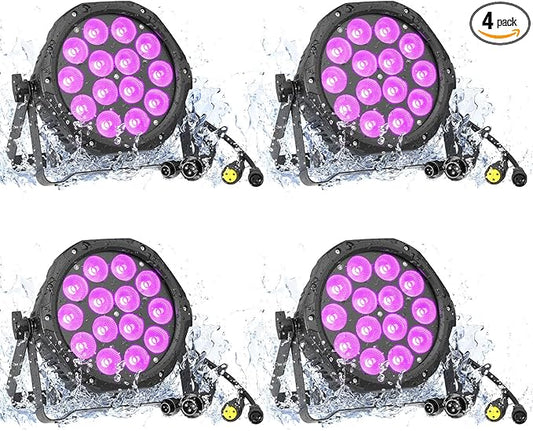 Outdoor Stage Lights Waterproof Aluminum DMX Par Can Light 14LED RGBW Strobe Wash Uplighting for DJ, Theater, Event, Halloween, Church, Wedding Party, Stage, Performance