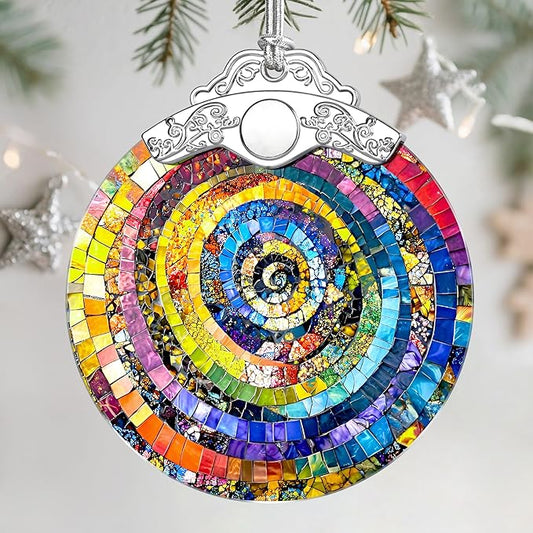 Christmas Ornaments: Stained Glass Ornament, Christmas Tree Ornament, Hanging Ornaments for Home Decor & Xmas Tree Decorations – Exquisite Holiday Decor, Gifts & Holiday Presents - Rainbow Spiral
