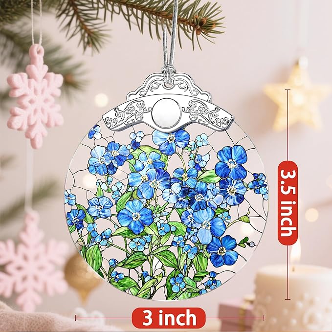 Christmas Ornaments: Stained Glass Ornament, Christmas Tree Ornament, Hanging Ornaments for Home Decor & Xmas Tree Decorations, Exquisite Holiday Decor, Gifts & Holiday Present - Forget-Me-Not