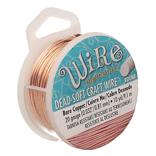 The Beadsmith Wire Elements Craft Wire – Tarnish Resistant, Soft Temper, Round, Bare Copper Color – 0.81mm, 20 Gauge, 10 Yard Spool – Jewelry Making, Wire Wrapping, Floral, & Other DIY Crafts