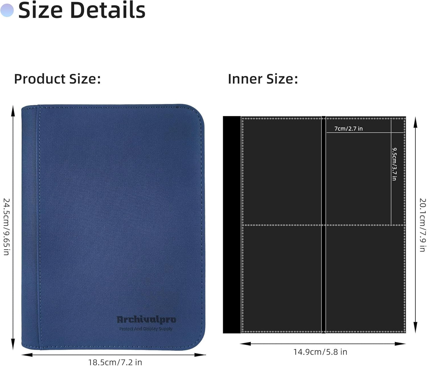 4 Pockets Premium Card Binder 160 Cards Trading Card Binders No Ring Card Storage Display Album(4 Pocket 160 Card Slot,Blue)