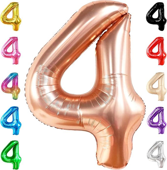 KatchOn, Rose Gold Number 4 Balloons - 40 Inch | Foil Number 4 Balloons for Birthdays | 4th Birthday Balloons, 4th Birthday Decorations Girl | Rose Gold Four Balloon, 4 Year Old Birthday Decorations