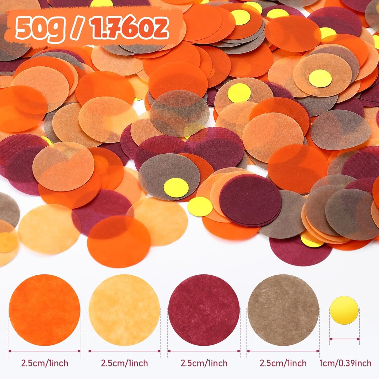 Skylety 1 Inch Thanksgiving Confetti for Table Decorations Orange Autumn Thanksgiving Party Decorations for Friendsgiving Harvest Party Supplies, 60g of Pack