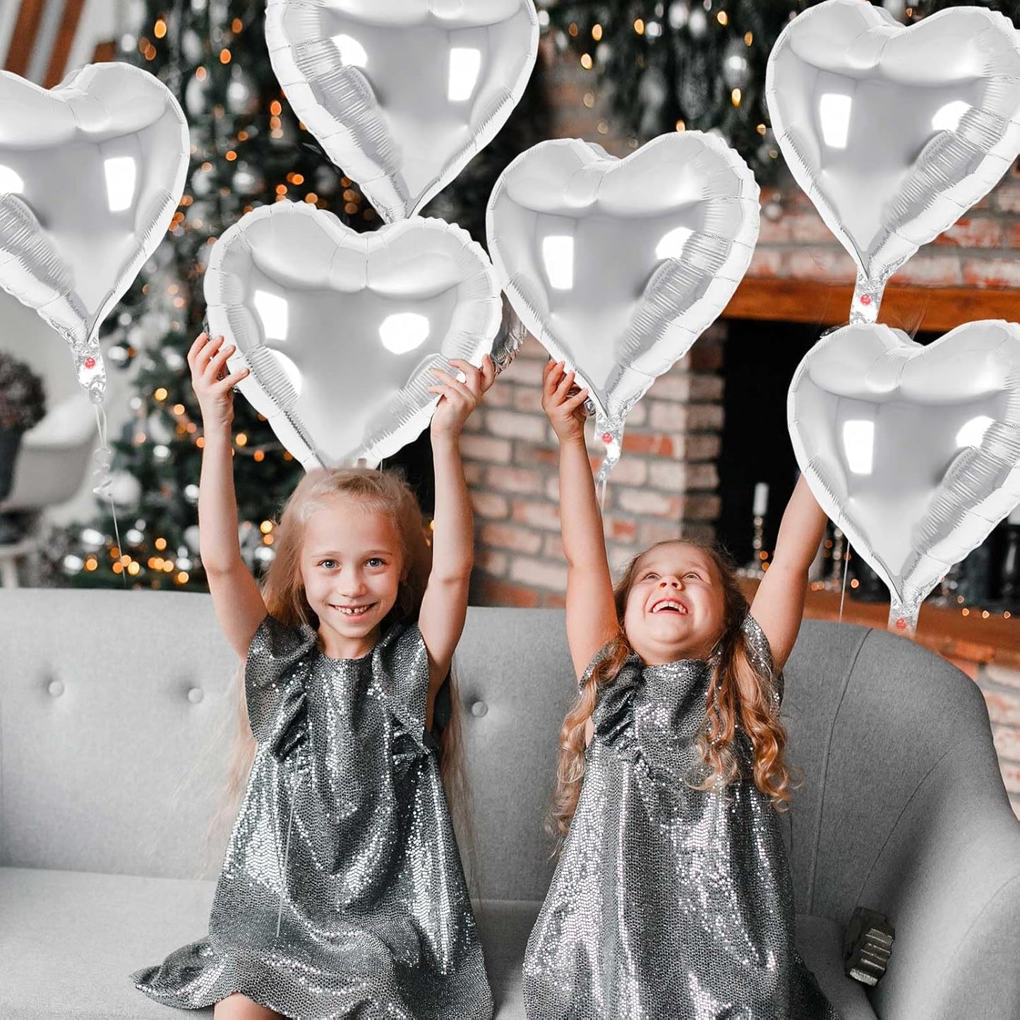 24 Pcs Silver Heart Balloons,18 inch Heart Shape Foil Balloons Love Balloons Valentine Balloons for Birthday Party Wedding Engagement Party Baby Shower Valentine Day Decorations (Silver)
