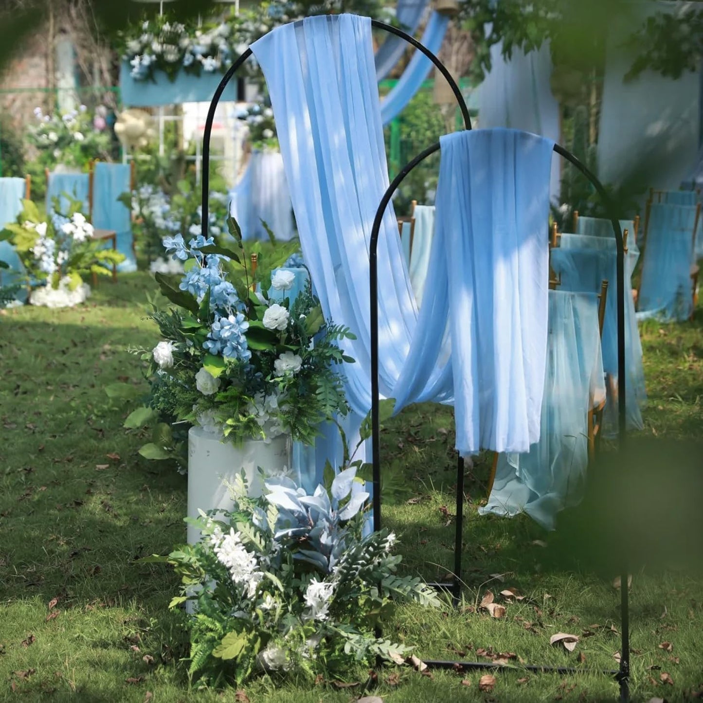 Wokceer Wedding Arch Draping Fabric 2 Panels 28.7" x 20FT Dusty Blue Drapes Sheer Fabric Backdrop Arch Draping Fabric for Wedding Ceremony Birthday Party Bridal Shower Decoration