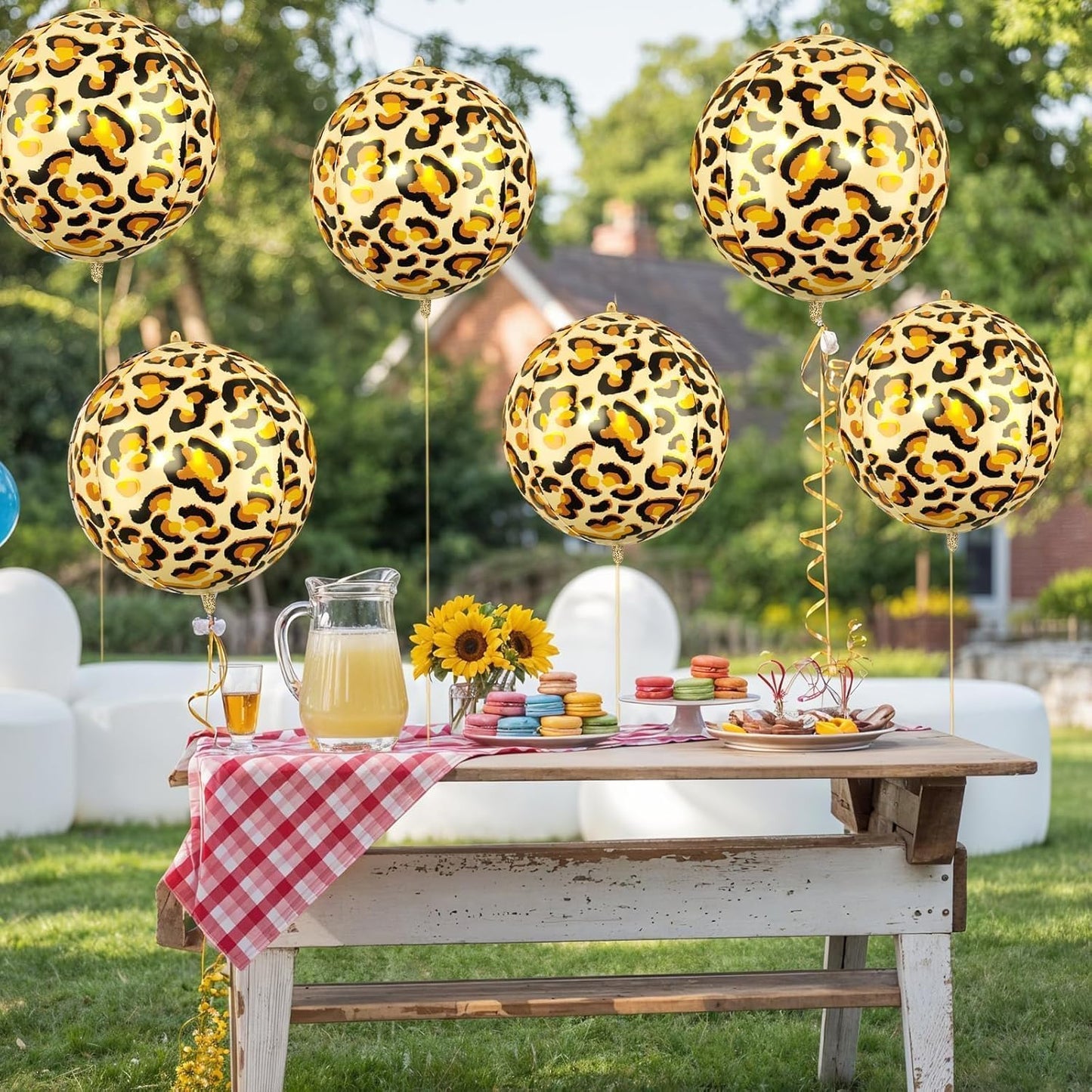 Leopard & Cheetah Print Foil Balloons, 6Pcs Large Metallic Leopard print Round Balloons, 22 Inch Big Round Foil Balloon for Camo Animal Jungle Adventure Birthday Party Baby Shower Wedding Decorations