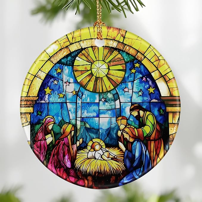 Nativity Scene Ornament: Christmas Ornaments, Religious Christmas Decorations for Tree, Catholic Ornament & Christian Holiday Decor | Religious Gifts, Christian Gifts - Design E