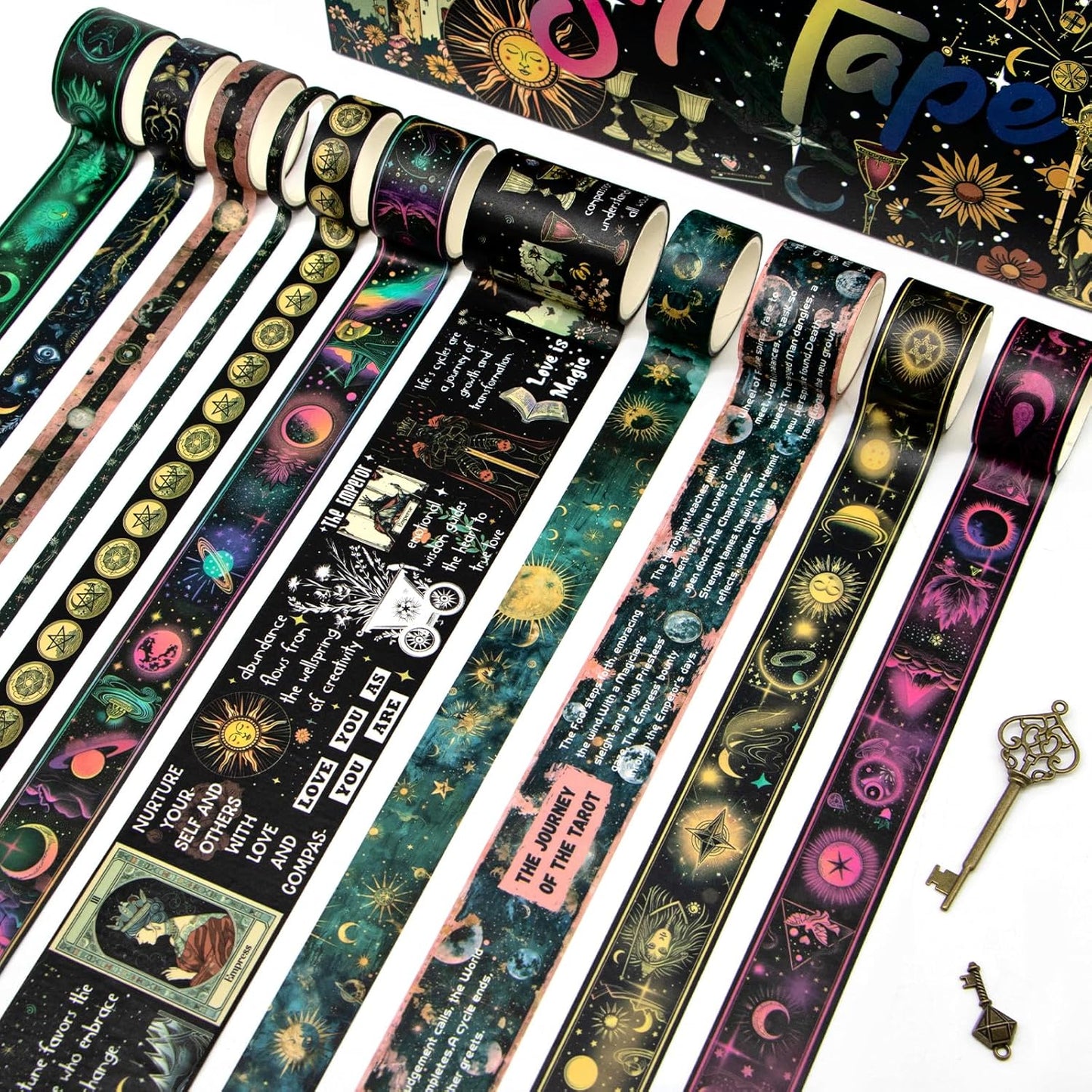 29 Rolls Washi Tape Set - Tarot Theme Decorative Masking Tape Colored Patterns, Vintage Adhesive Artists Tapes for Journaling Supplies, Diy Crafts, Scrapbooking, Junk Journal Supplies, School Supplies