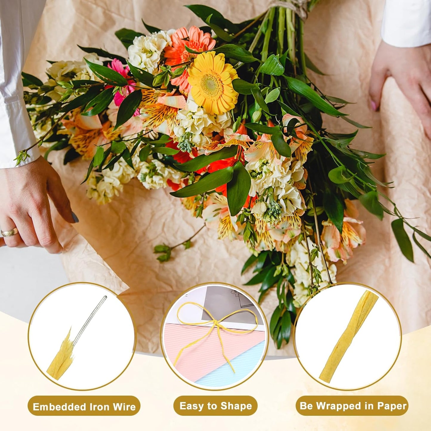 uxcell 164 Feet Floral Wire, 1mm Vine Bind Wire for DIY Crafts Flower Bouquet Christmas Wreaths Yellow