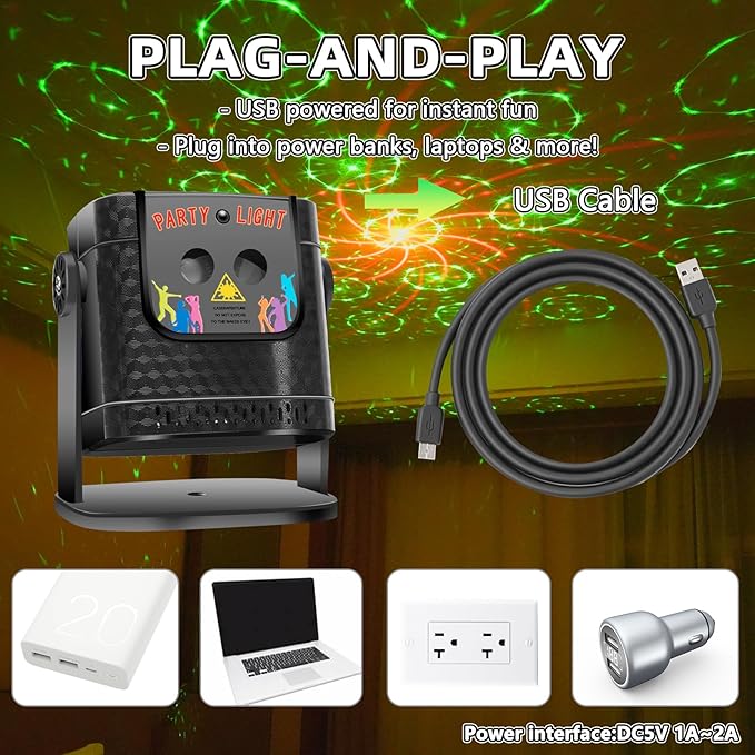 Disco DJ Party Lights - Mini Sound Activated Stage Light, Portable LED Stage Lighting for Celebrations Gathering Birthday