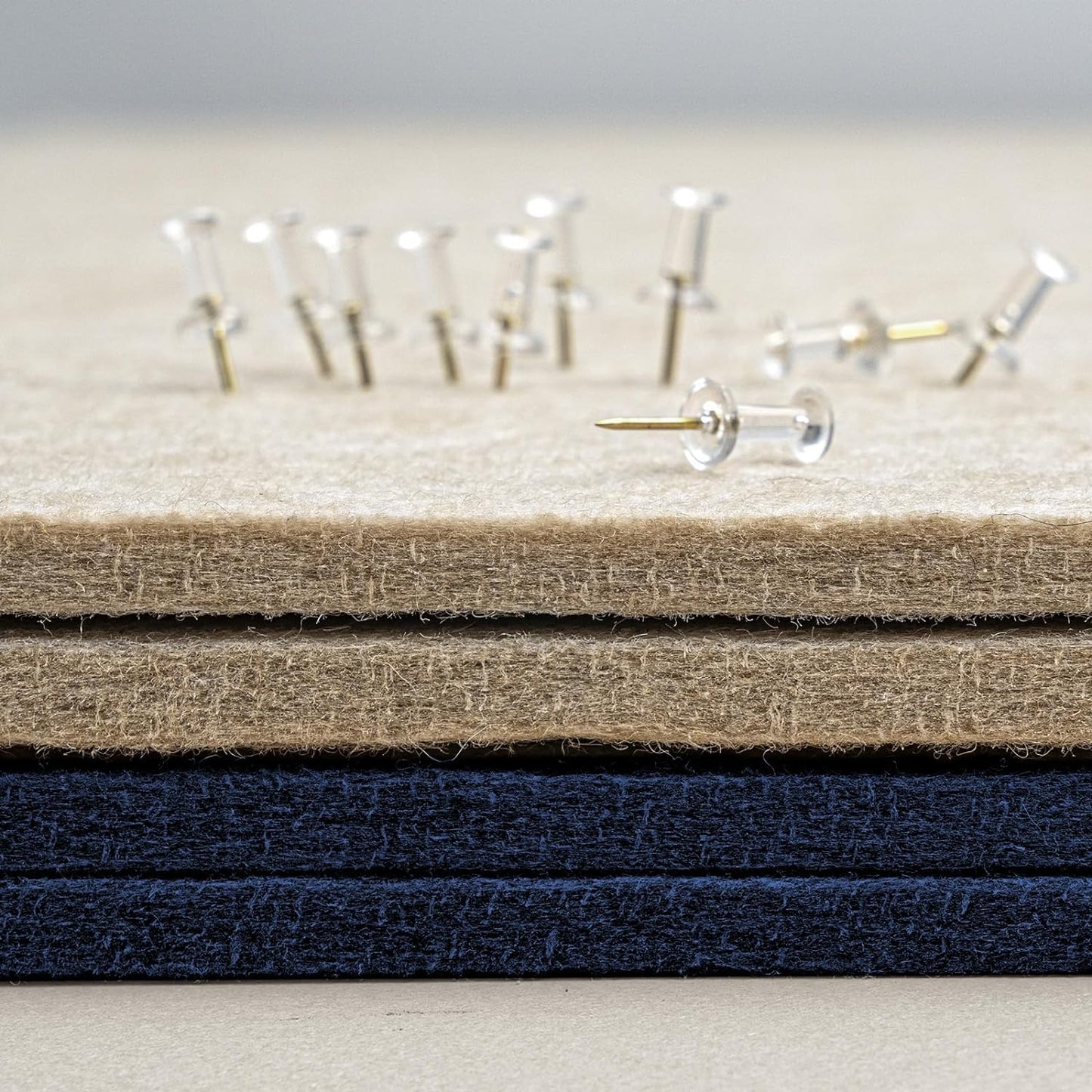 Bulletin Board, 24 x 18 inches Felt Board Decorative Pin Board, Cork Board Alternative for Wall, Foldable Photo Board Self-Adhesive Vision Board Mood Board with 20 Pushpins - Dark Blue