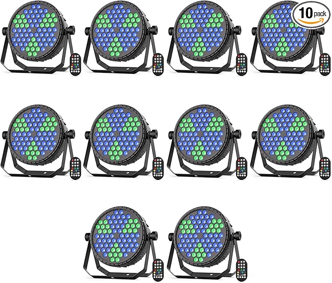 Stage Lights, 72X5W LEDs RGB LED Par Cans, Par Lights with Remote, DMX512, Sound Activated Control Modes, LED Uplights Party, Wedding, DJ, Event, 10 Pack