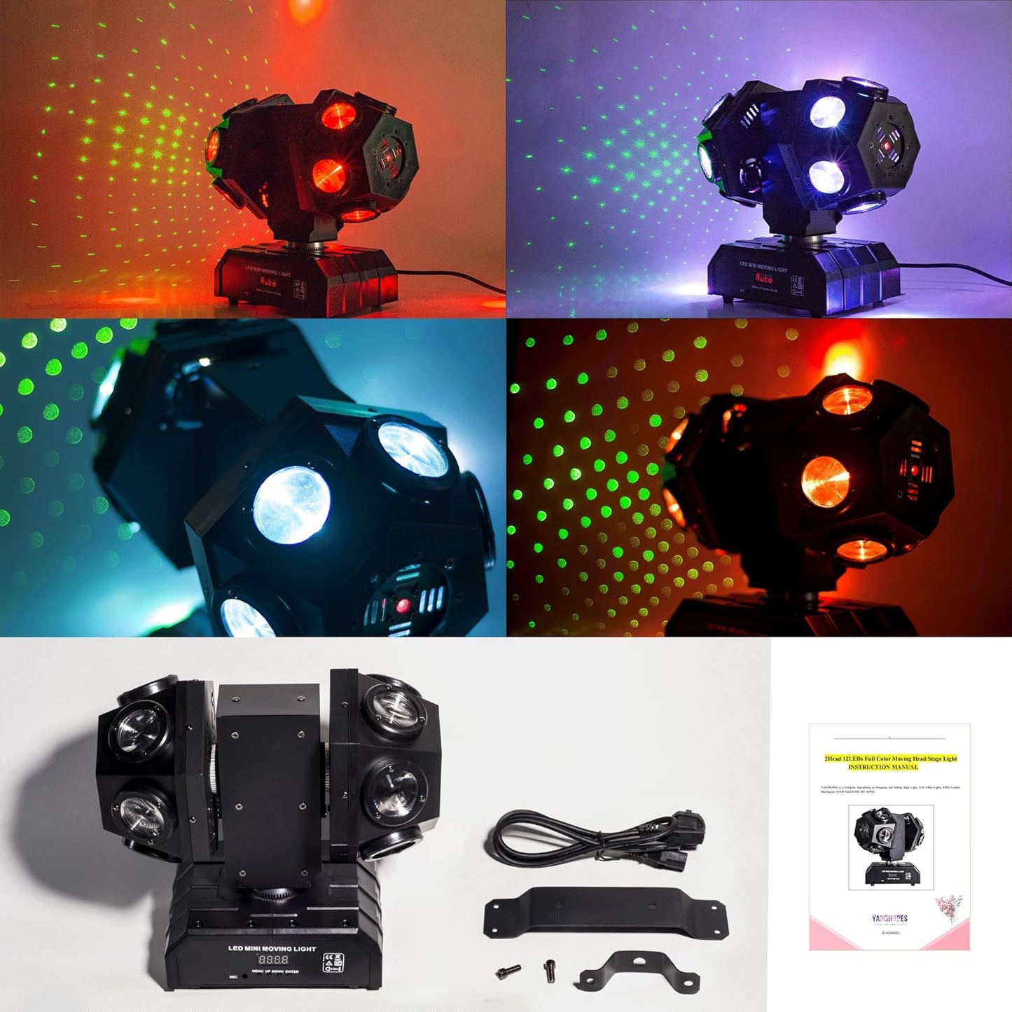 Moving Head DJ Light with Rotating Beam - Stage Light, Sound Activated, DMX512, Perfect for DJ, KTV, Disco, Party, Wedding, Festival