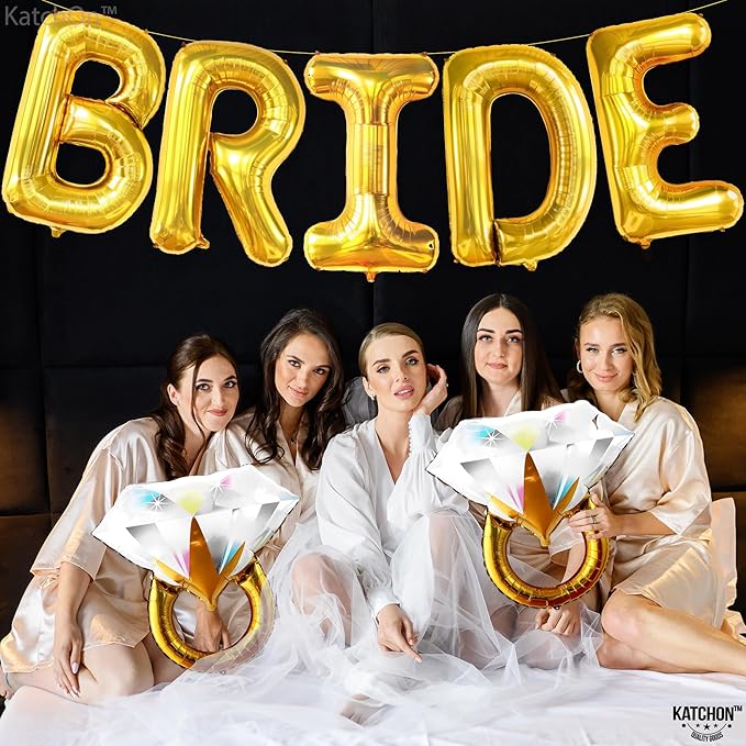 KatchOn, Giant Gold Bride Balloons Bachelorette - 40 Inch | Bride Balloons Gold for Bachelorette Party Decorations | Bridal Shower Balloon for Bridal Shower Decorations