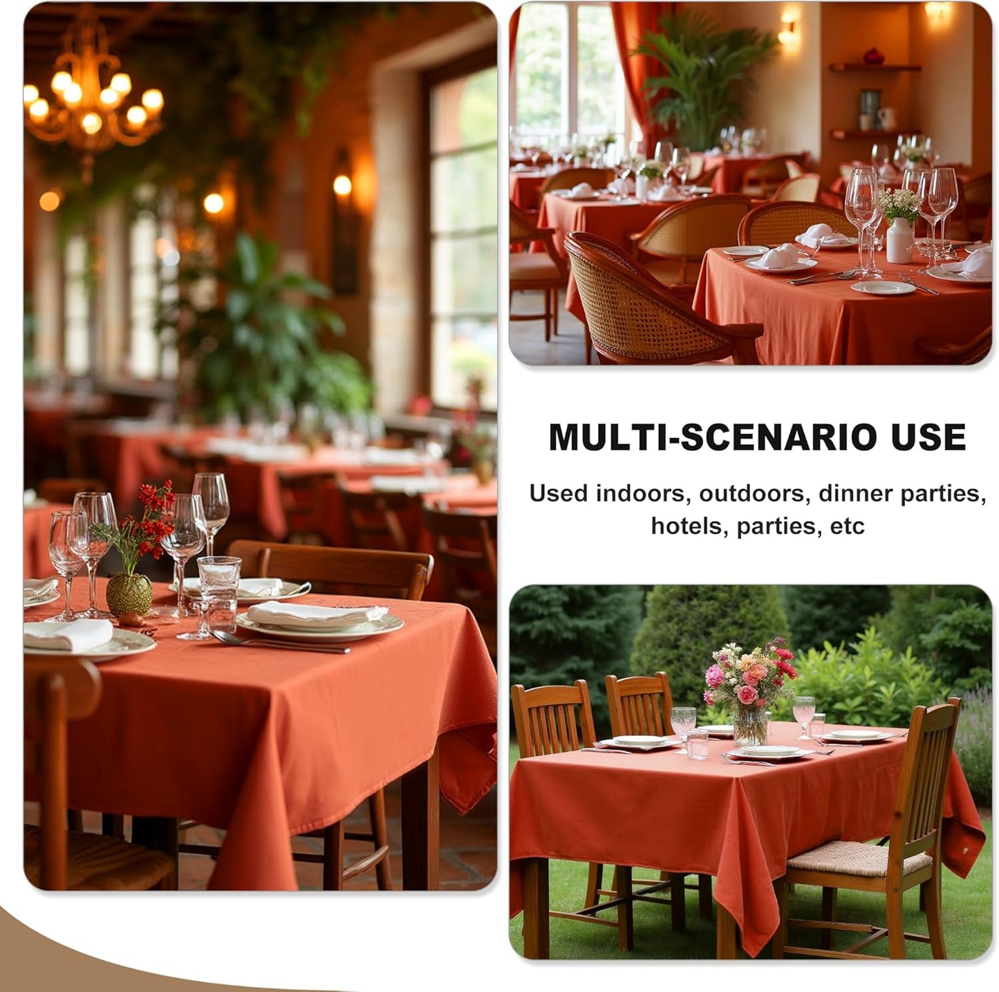 Fitable Rust Tablecloths for Rectangle Tables, 6 Pack - 70 x 120 Inches - Reusable and Washable Fall Table Clothes for 6-8 Ft Tables, Polyester Fabric Table Covers for Wedding, Party, Banquet