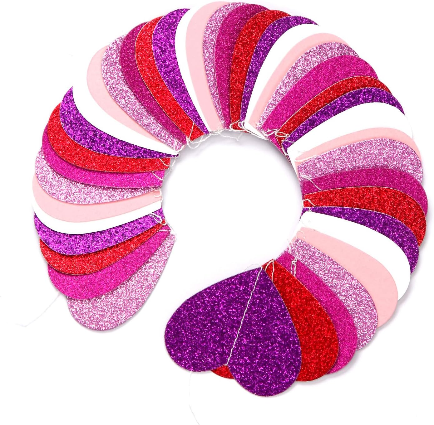 Purple Hot-Pink Red Party-Decoration Heart-Garland - 52ft Galentines Hanging Paper Streamers Banner, Proposal Anniversary Romantic Birthday Baby Shower Rustic Wedding Decor Hugfond