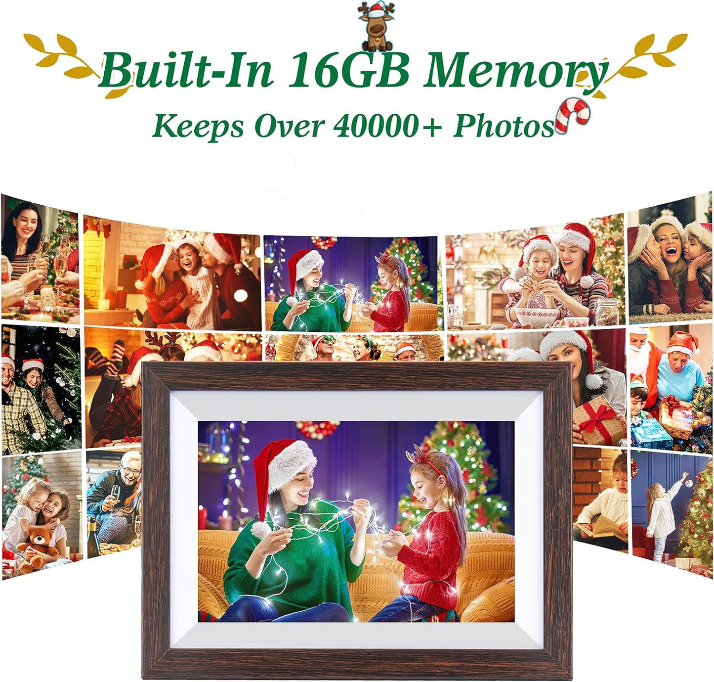 Frameo-Digital-Picture Frame 10.1 Inch Electronic-Digital Photo Frame with IPS Touch Screen HD Display, Smart WiFi Photos or Videos Farme via Free Frameo APP (Brown Wood Frame)