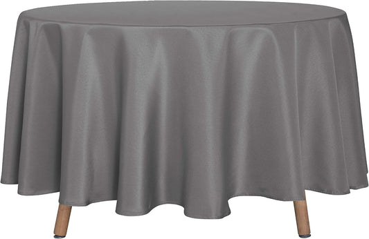 sancua Round Tablecloth - 90 Inch - Water Resistant Spill Proof Washable Polyester Table Cloth Decorative Fabric Table Cover for Dining Tables, Buffet Parties and Camping, Light Grey