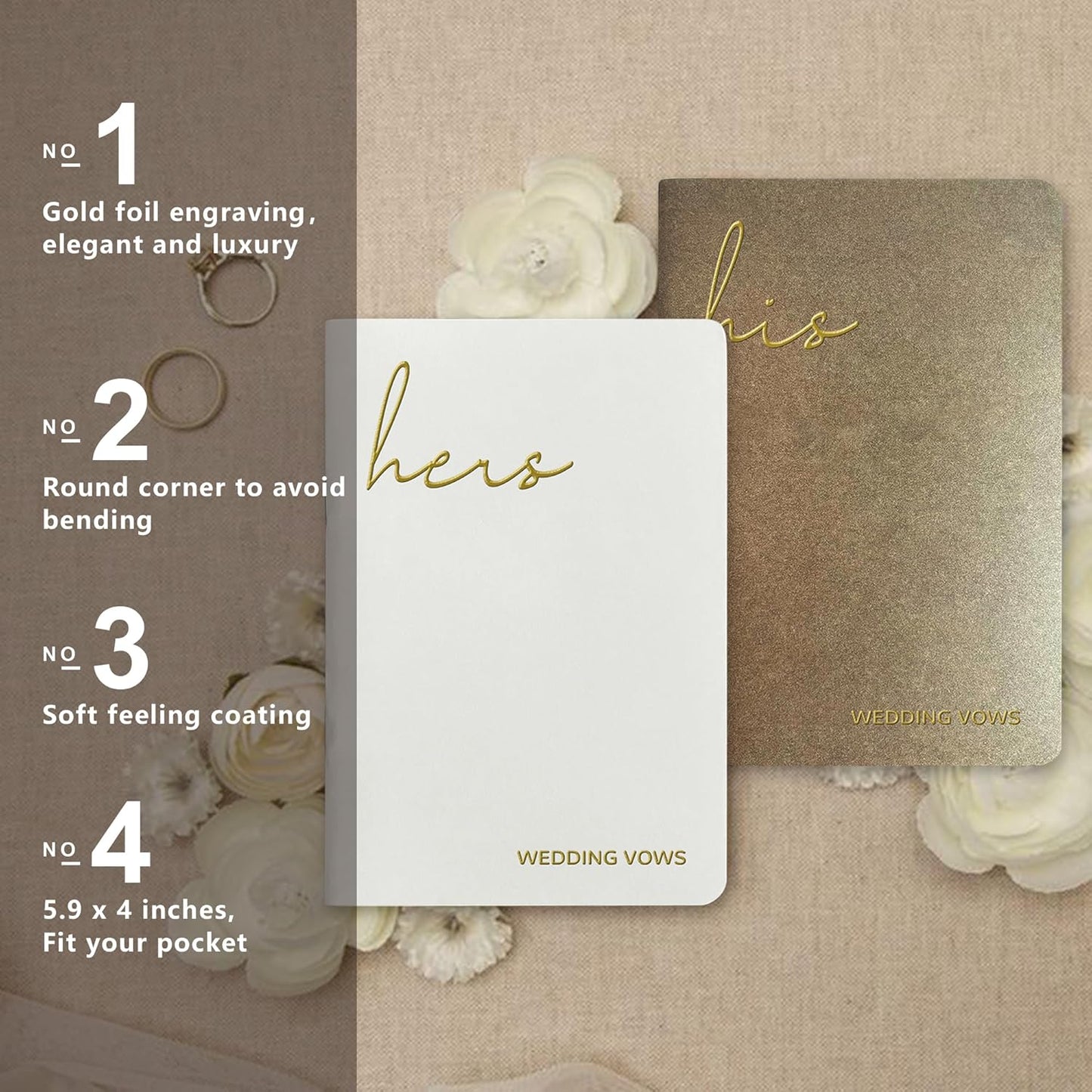 Vow Books His and Hers Wedding Vow Books with Soft Touch Gold Foil Engraving Wedding Essentials Wedding Accessories(XZ-HH-Terracotta)