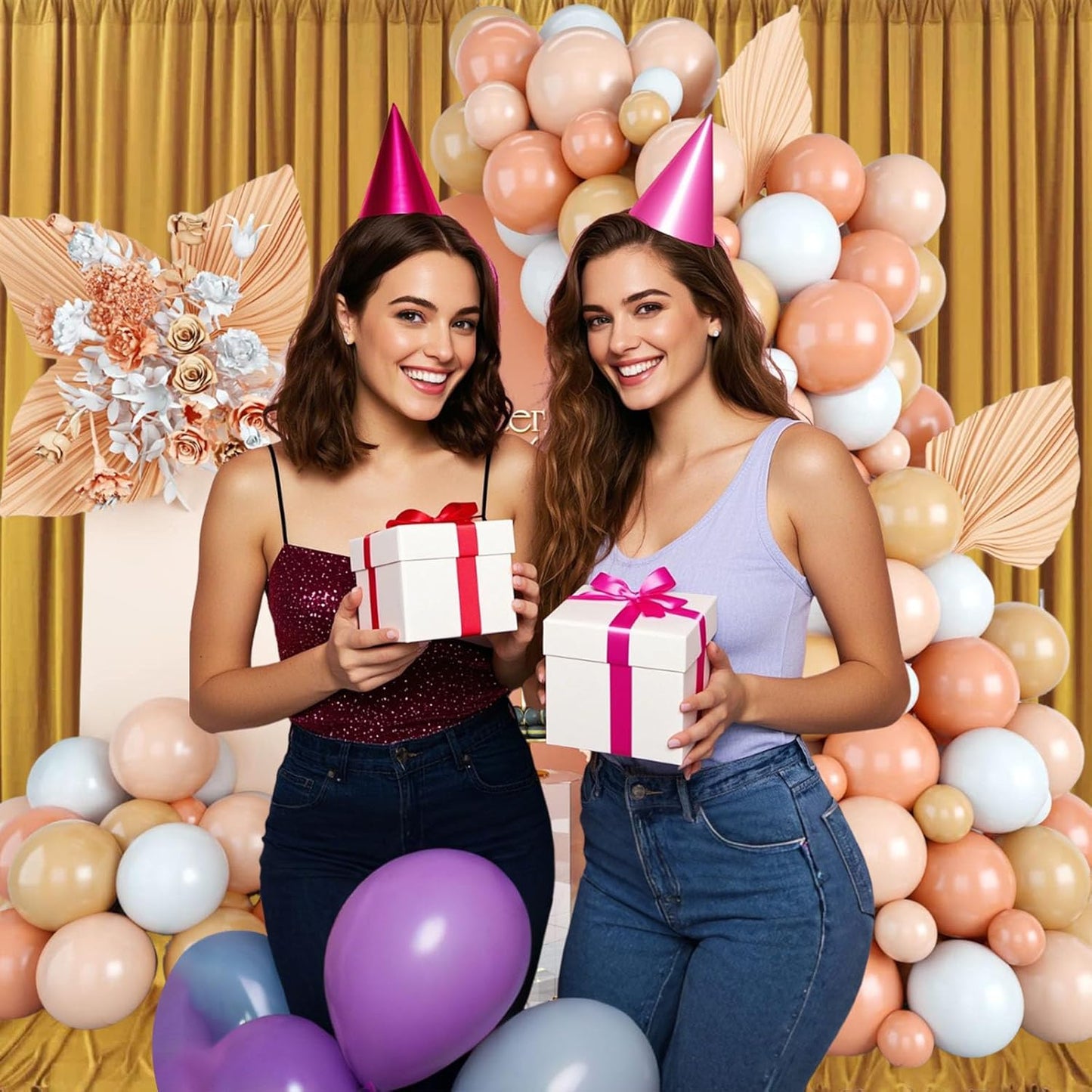 10ft x 10ft Gold Backdrop Curtains for Parties, Fabric Satin Background Curtain with Rod Pockets for Weddings, Birthday, Baby Shower, Photography, Graduation Party Backdrop Drapes, 2 Panels