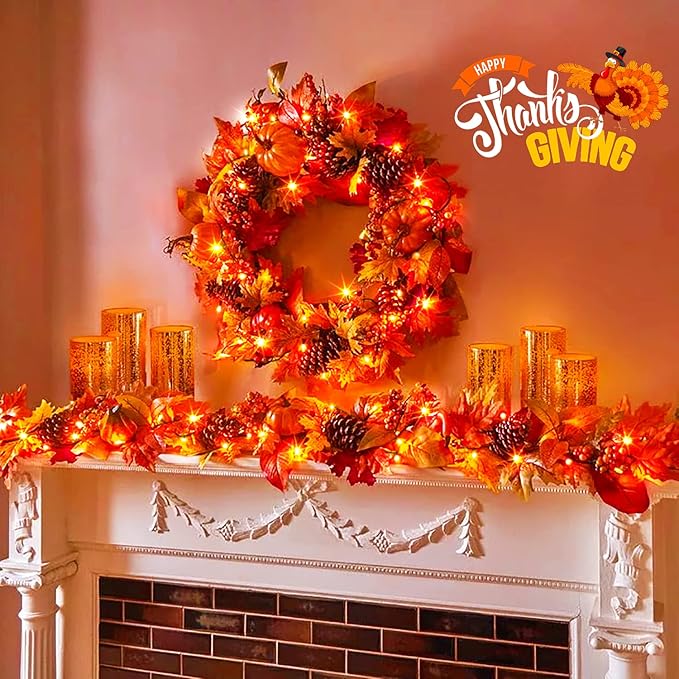 JMEXSUSS 500 LED Orange Christmas Lights Outdoor, 173ft Christmas String Lights Plug in, Waterproof 8 Modes Orange LED Light for Party House Tree Thanksgiving Xmas Decorations