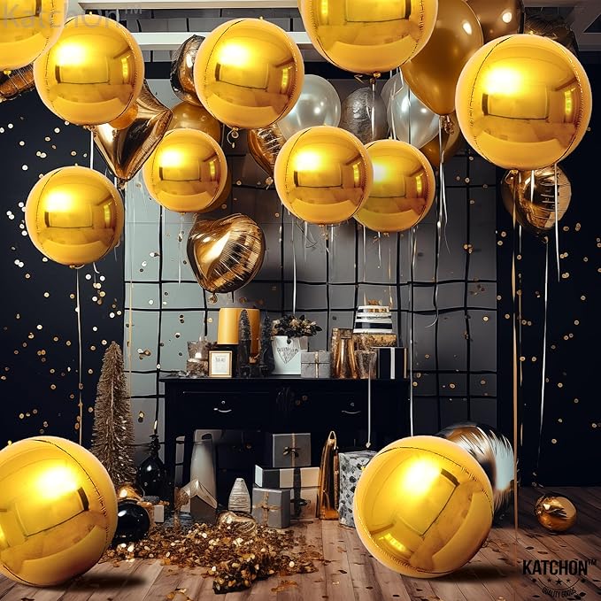 KatchOn, Large Gold Foil Balloons - 22 Inch, Pack of 12 | Gold Balloons | Mylar Balloons for Anniversary, Golden Birthday Party Decorations | NYE Balloons for New Years Eve Party Supplies 2026