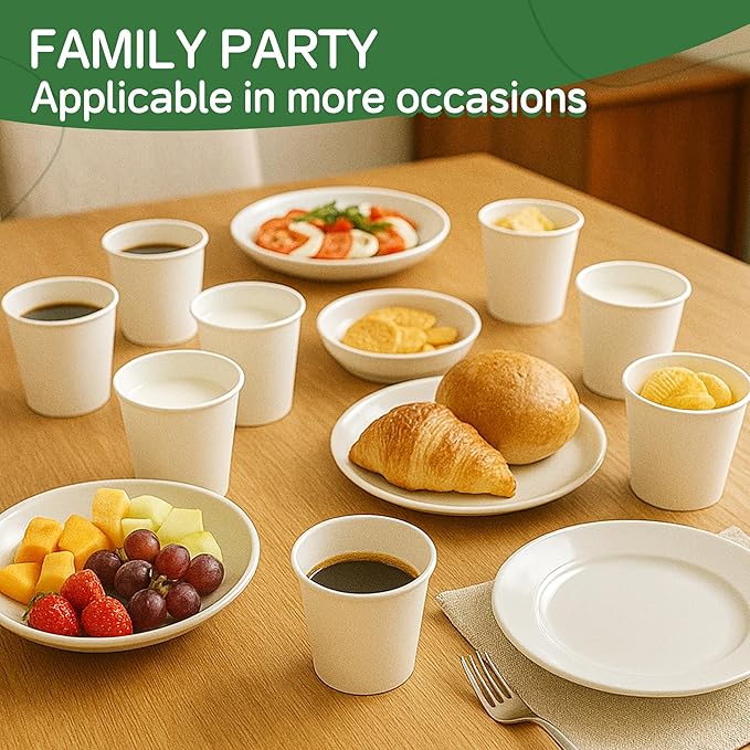 Coffee Cups 8 oz 400 Pack, Disposable Paper Cups 8 oz, White Paper Hot Coffee Cups Suitable for Party, Picnic, Travel, and Events