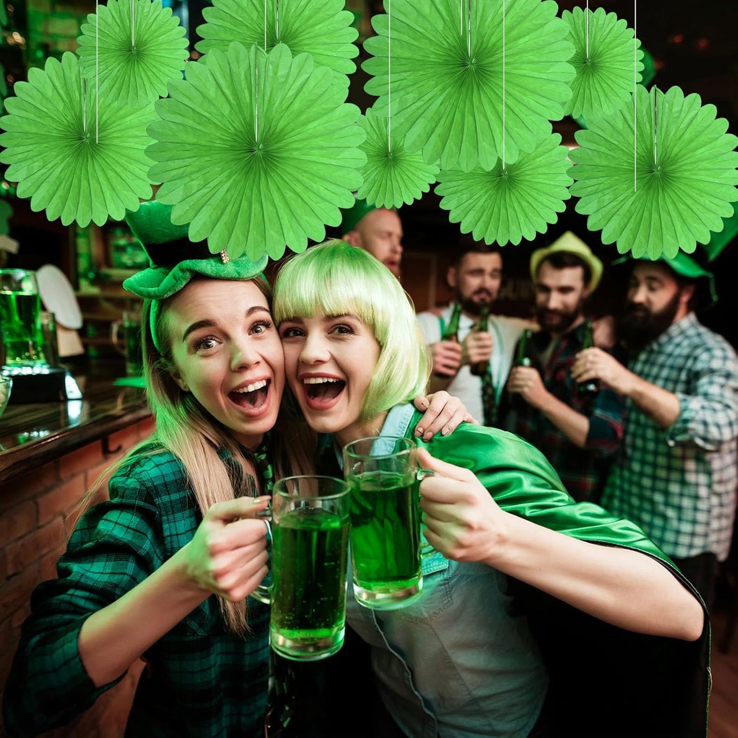 20 Pcs Grass Green Hanging Paper Fan, Round Paper Fans Decorations Set for Weddings, Birthdays, Engagement, Bridal Shower, Baby Shower Event, Graduation, Party Supplies Decor